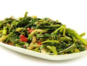 Cah Kangkung (Stir-Fried Onchoy with Garlic, Belachan, Onions & Chilli)