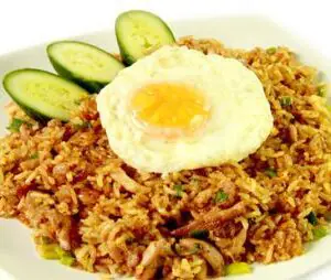 Nasi Goreng Special (Stir Fried Rice with Egg, Chicken, Meats & Shallots)