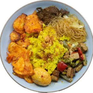 Nasi Kuning Komplit (Yellow Turmeric Rice) by Growers Cafe