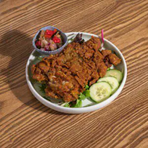 Ayam Geprek Sambal Matah (Battered Chicken with Balinese Sambal Matah) by Ria Ayam Penyet
