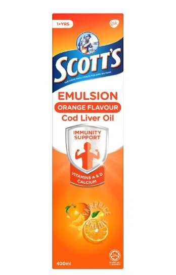 SCOTT'S EMULSION COD LIVER OIL ORANGE FLAVOR - MINYAK IKAN KOD RASA JERUK 400ML